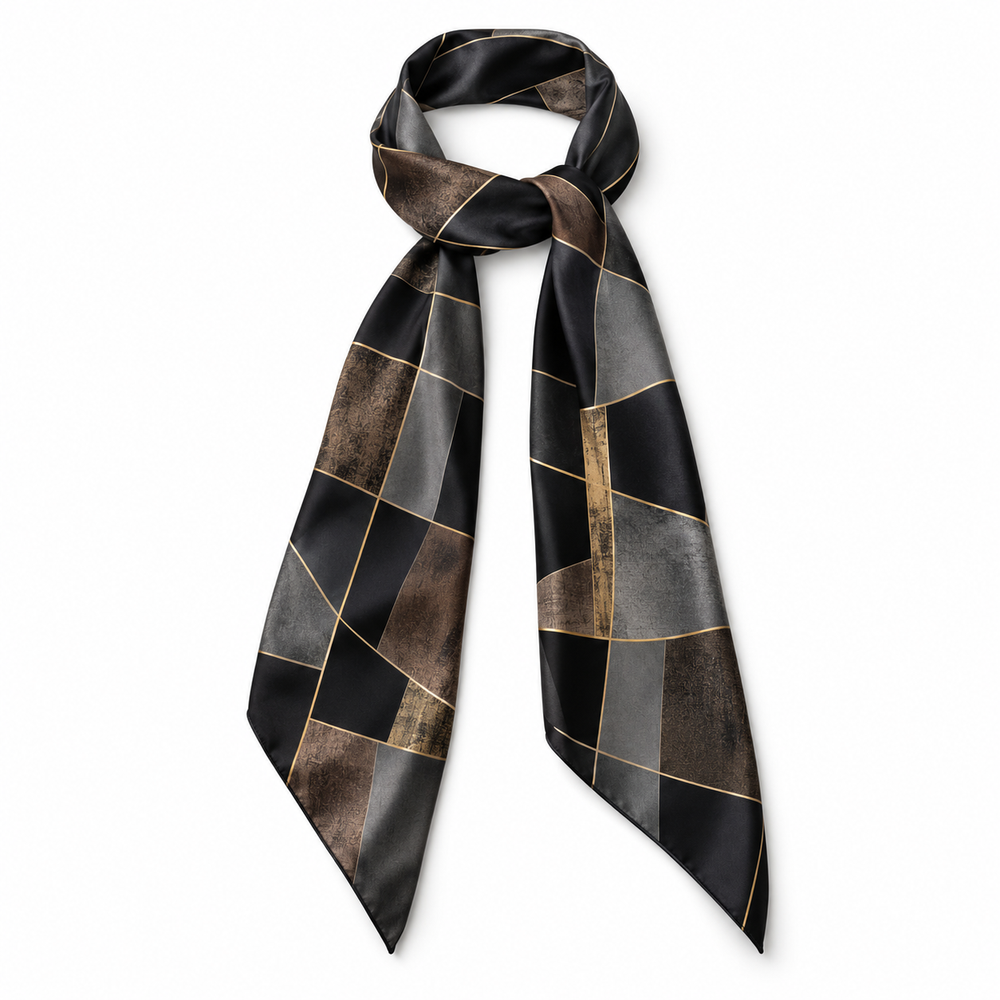 Night Grid Silk Neck Scarf
