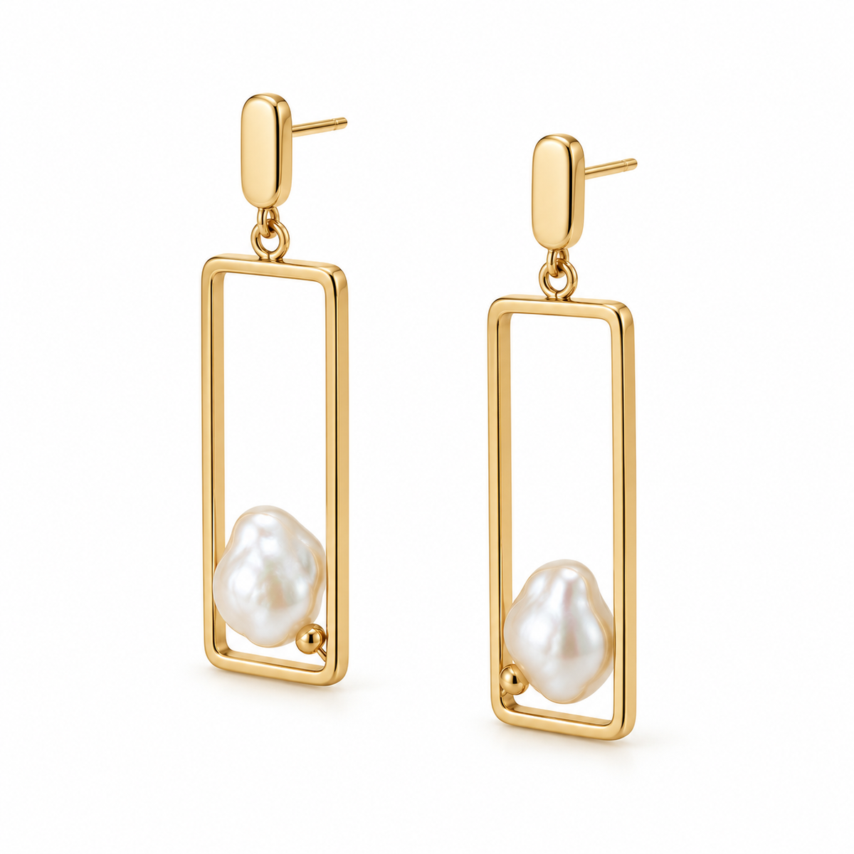 Frame Pearl Drop Earrings