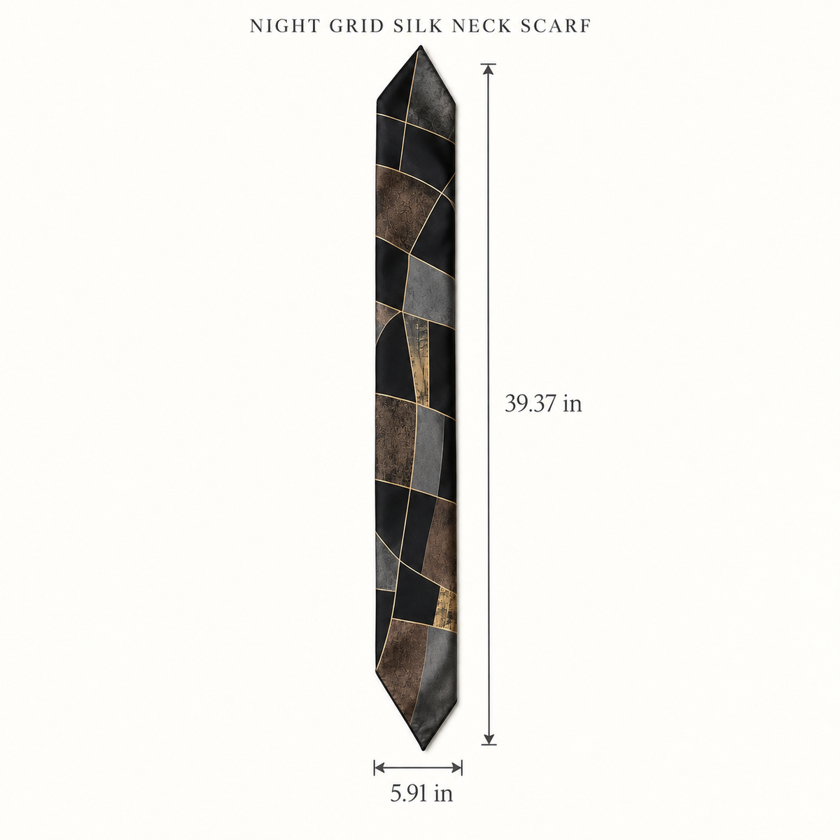 Night Grid Silk Neck Scarf