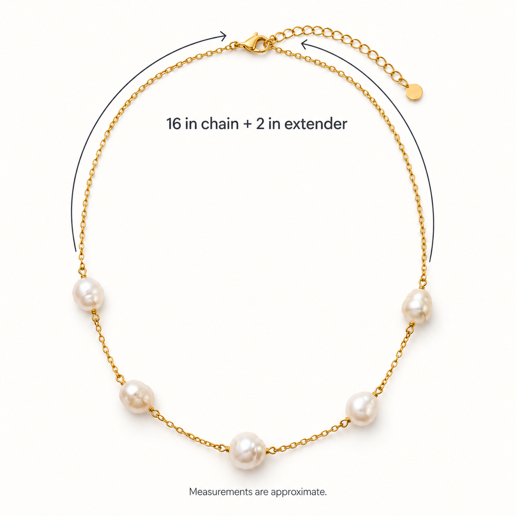Offset Pearl Line Necklace