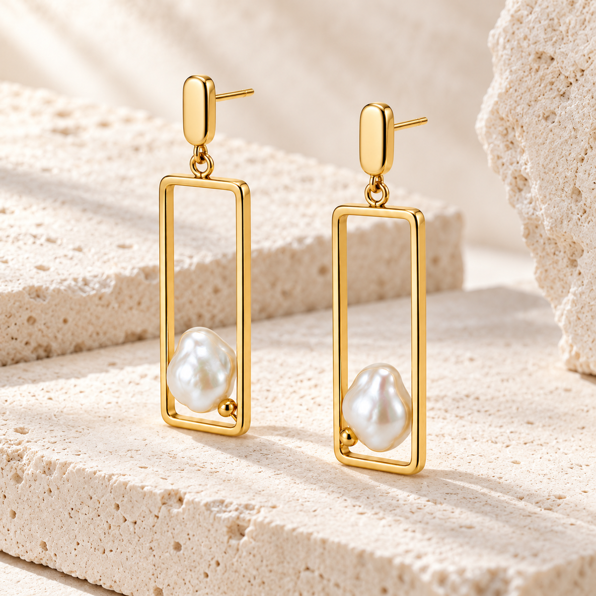 Frame Pearl Drop Earrings