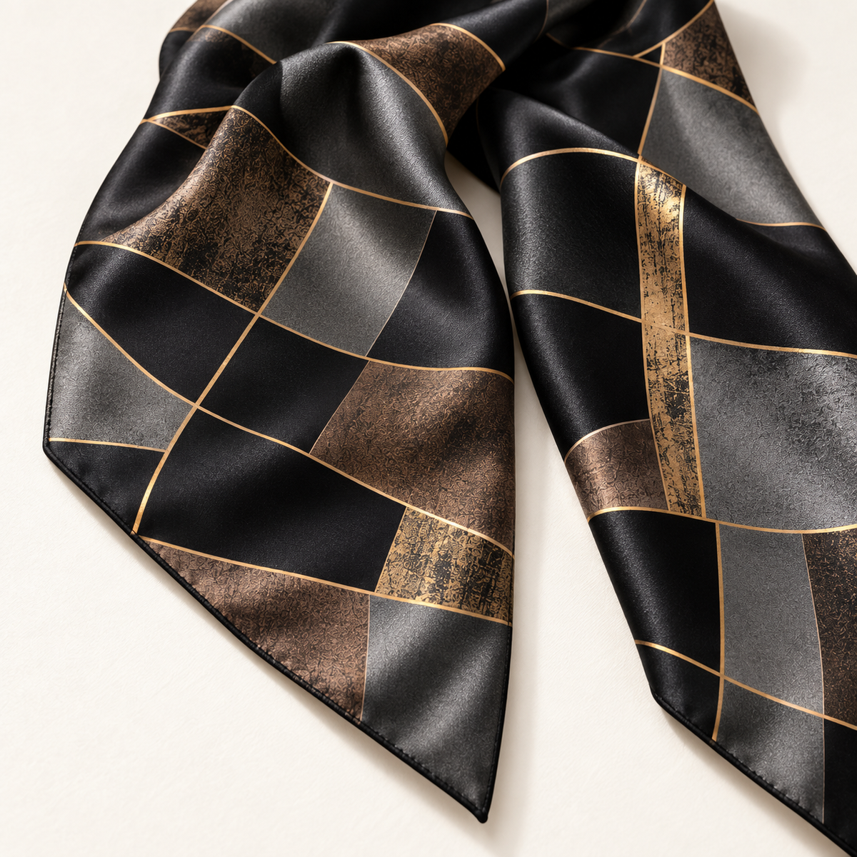 Night Grid Silk Neck Scarf