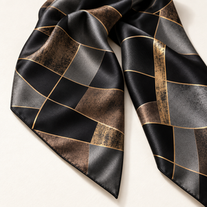 Night Grid Silk Neck Scarf