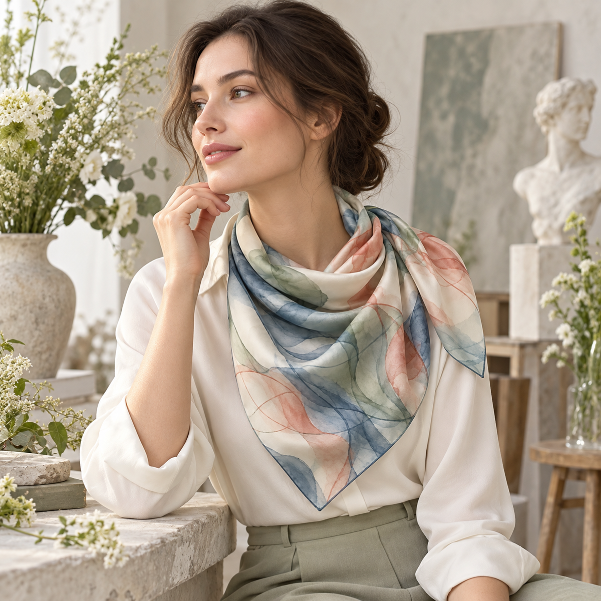 Gradient Trace Silk Scarf
