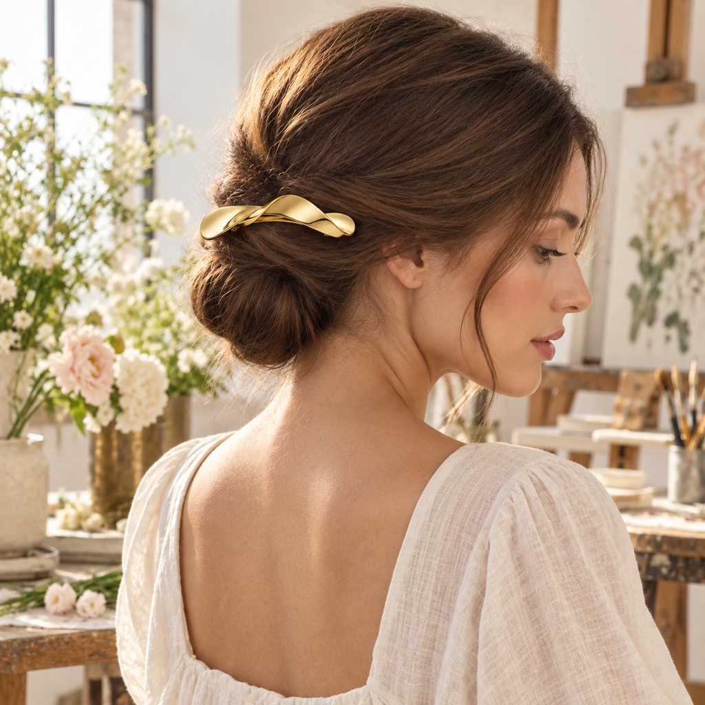 Ribbon Crest Hair Barrette